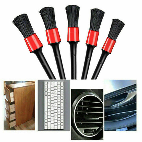 Duety  5PCS Car Detailing Brush for Cleaning Wheels Auto Detail Brush Set Boar Hair Automotive Detail Brushes Kit