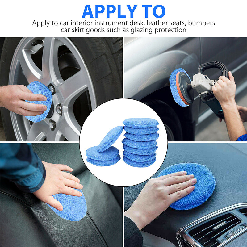 10/20Pcs 5" Microfiber Foam Sponge Applicator Pads Car Buffing Polish Wax Cleaner for Cars Vehicle Glass Clean