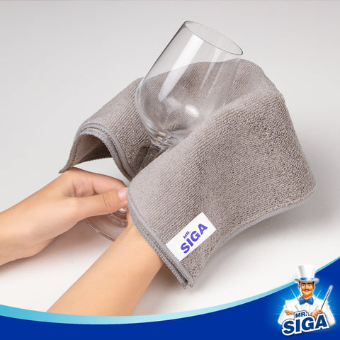 MR.Siga Microfiber Cleaning Cloth, All-Purpose Household Microfiber Towels, Streak Free Cleaning Rags, Pack of 12, Grey