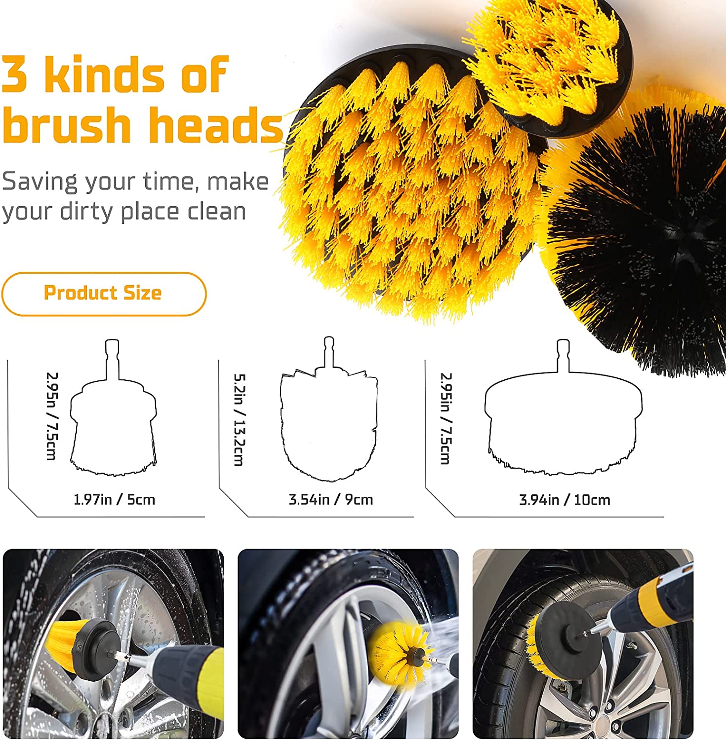 Allnice 17Pcs Car Detailing Cleaning Brushes Kit Car Interior Washing Tool Set with Drill Brushes Wire Brushes Air Vent Brushes