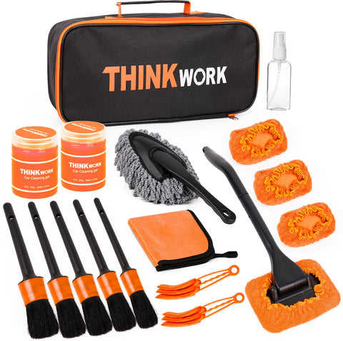 Car Duster Interior Kit, Car Cleaner Set Made by THINKWORK TW6068 (Orange)