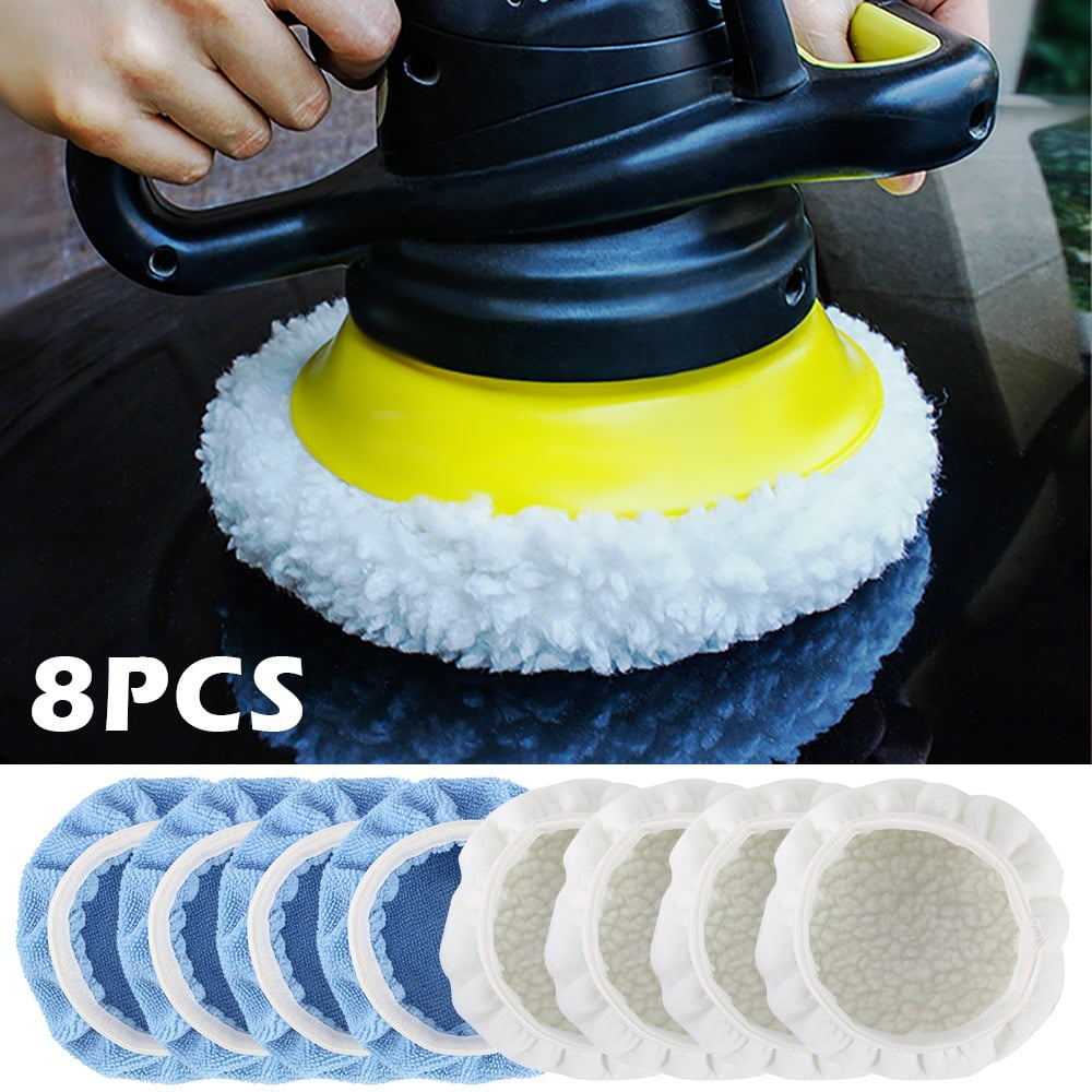 Willstar 8pcs 5-6" Microfiber Plush Car Polishing Polisher Waxing Bonnet Buffing Pad Cover