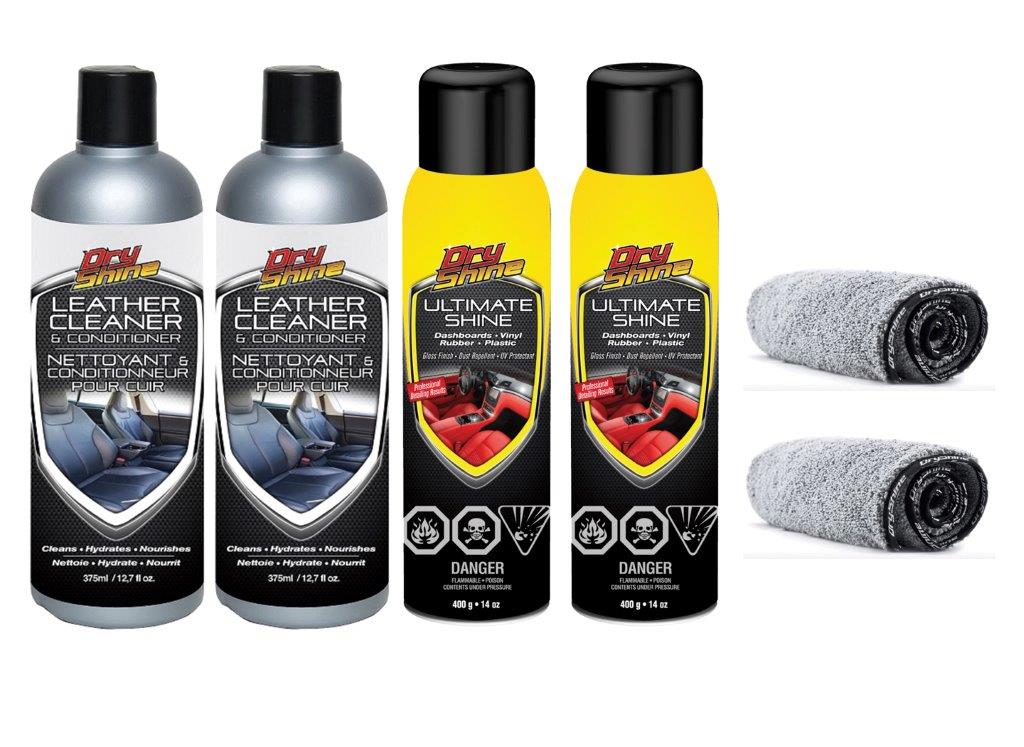 Dry Shine Car Care - Interior Detailing Kit with 2 Microfiber Towels