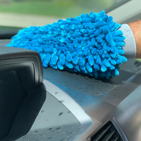 Auto Drive Car Wash Microfiber Chenille Mitt, Blue