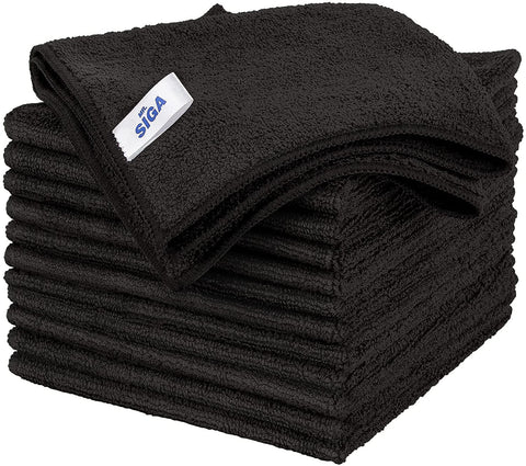 MR.Siga Microfiber Cleaning Cloth, All-Purpose Household Microfiber Clean Towels, Black, 12 Pack