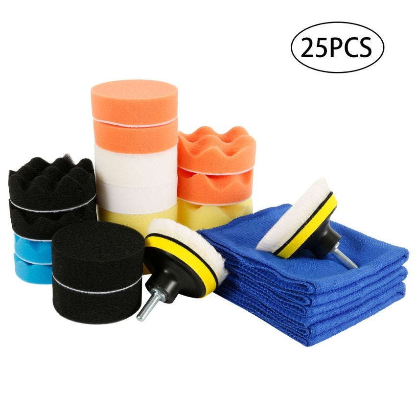 Willstar 6/25Pcs/set 3 Inch Car Polisher Sponge Polishing Buff Pads Set Kit with M10 Drill Adapter Car Polisher Cleaning Kit