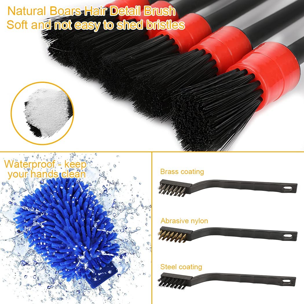 Car Cleaning Tools Kit, 26 Pcs Car Detailing Brush Set, Driller Attachment Set for Cleaning Automobile Interior