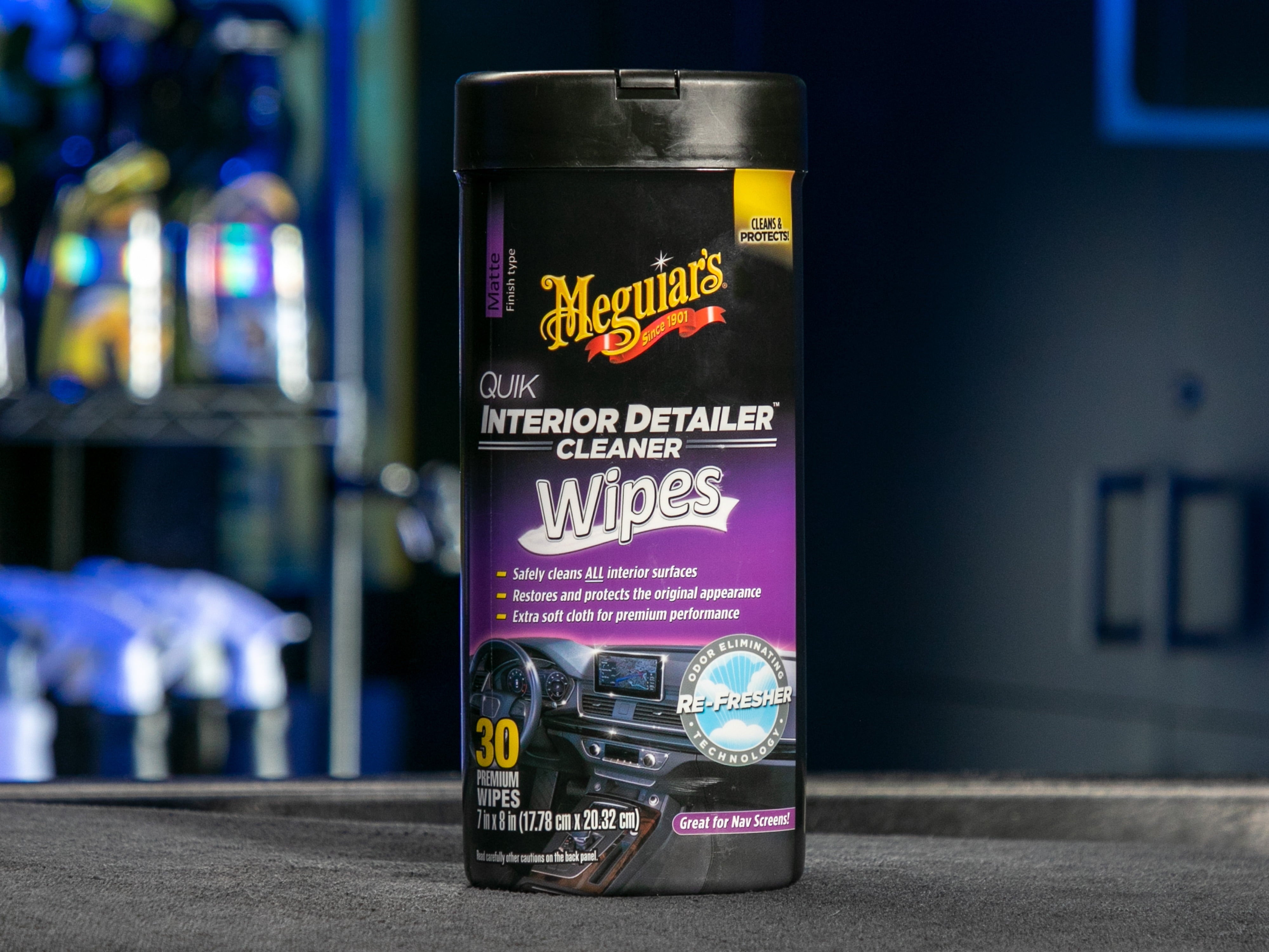 Meguiar's Quik Interior Detailer Cleaner Wipes, G13600, 30 Wipes