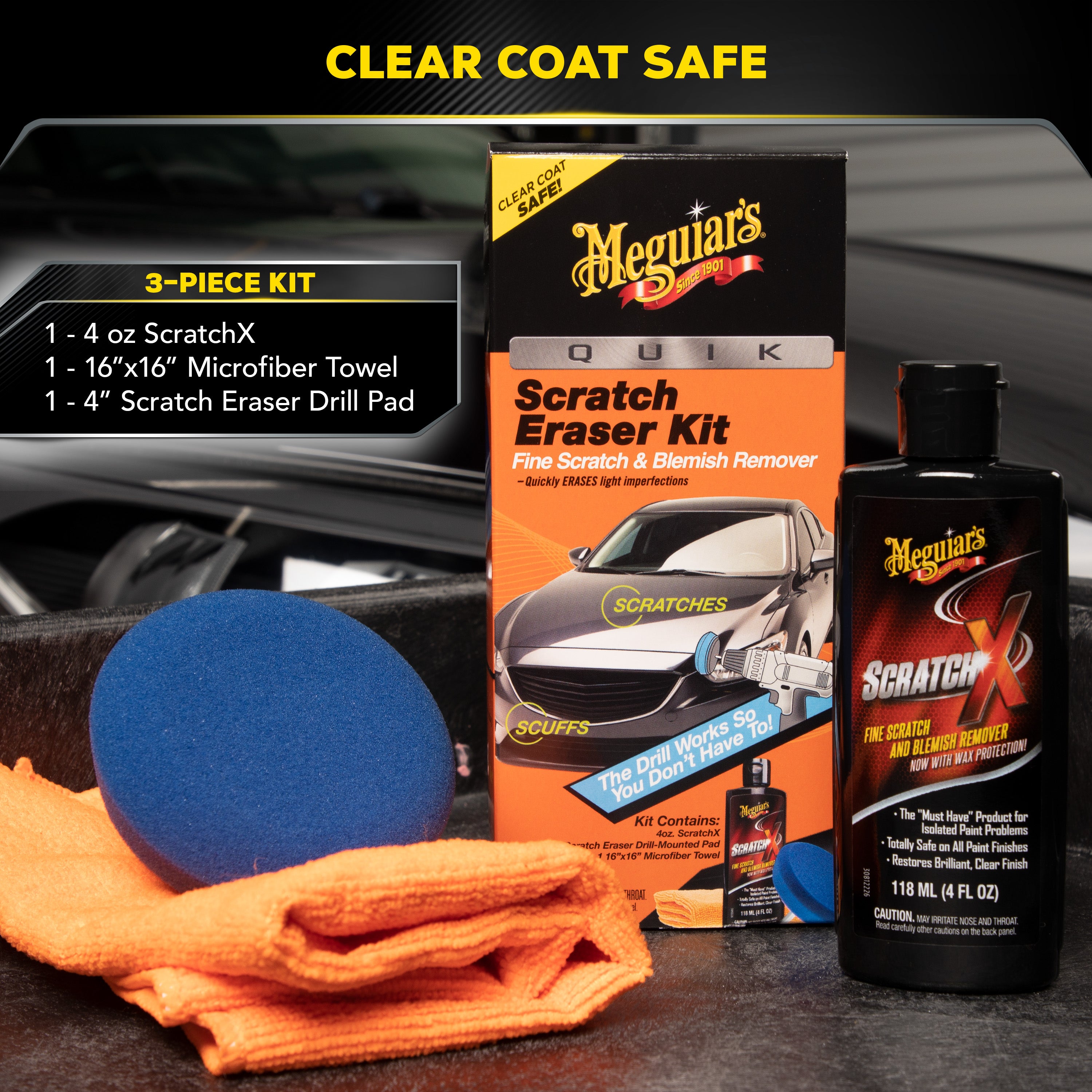 Meguiar’s Quik Scratch Eraser Kit – Car Scratch Remover, 1 Pack