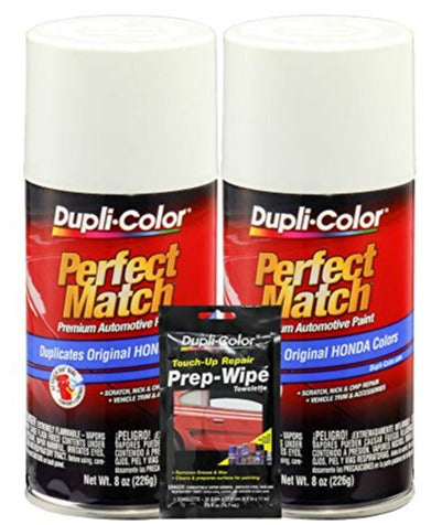 Sherwin-Williams Company Dupli-Color Taffeta White Exact-Match Automotive Paint - 8 oz, Bundles Prep Wipe (3 Items)