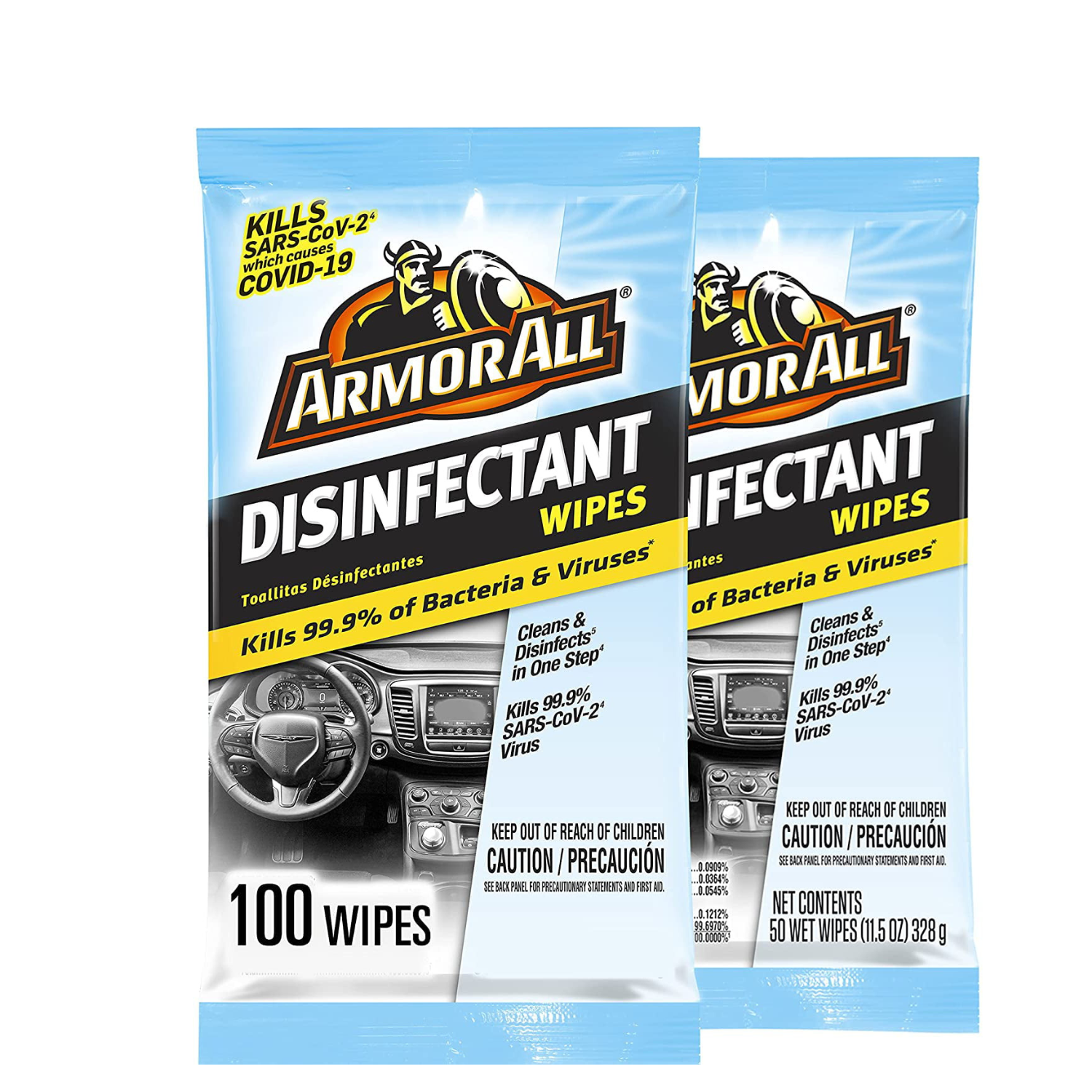 Armor All Disinfectant Wipes for Surfaces Kills 99.9% of SARS-CoV-2, 100 Wipes