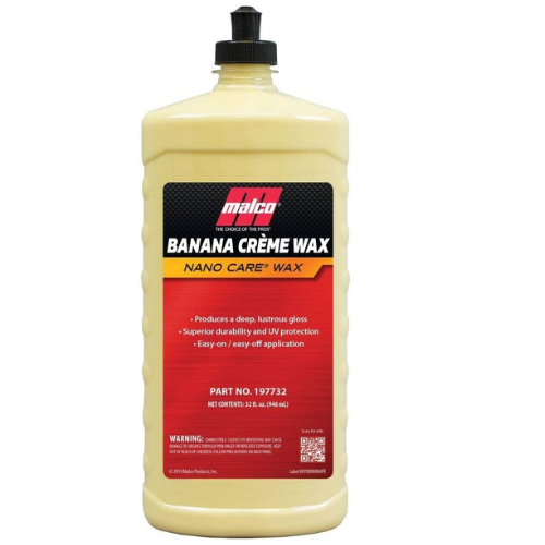 Malco Nano Care Banana Creme Wax - Deep Gloss Shine and Long-Lasting UV Protection / For Automotive, Marine and Industrial Finishes / 32 oz. (197732)