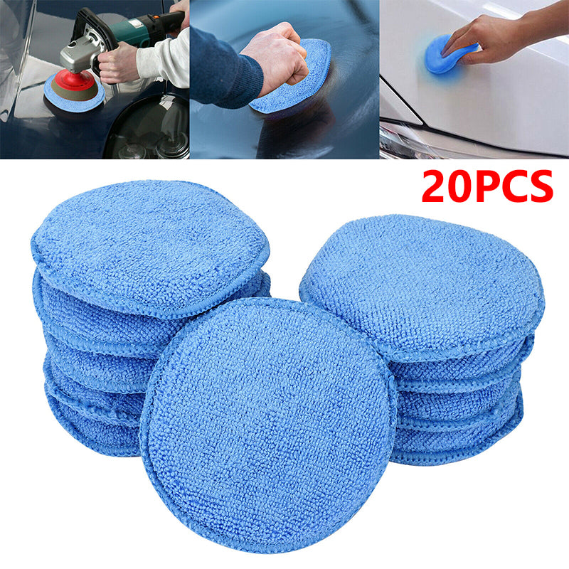 10/20Pcs 5" Microfiber Foam Sponge Applicator Pads Car Buffing Polish Wax Cleaner for Cars Vehicle Glass Clean