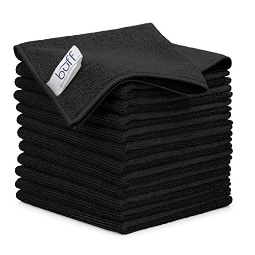 Buff Pro Multi-Surface Microfiber Cleaning Cloths | Black - 12 Pack