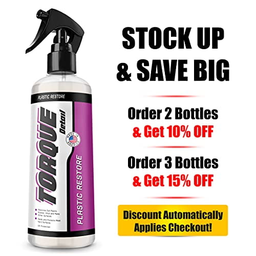 Torque Detail Plastic & Trim Restorer Spray - Restores, Shines & Protects Your Car’s Plastic, Vinyl & Rubber Surfaces With Molecular Restoration - Easily Applies in Minutes, Lasts At Least 6 Months