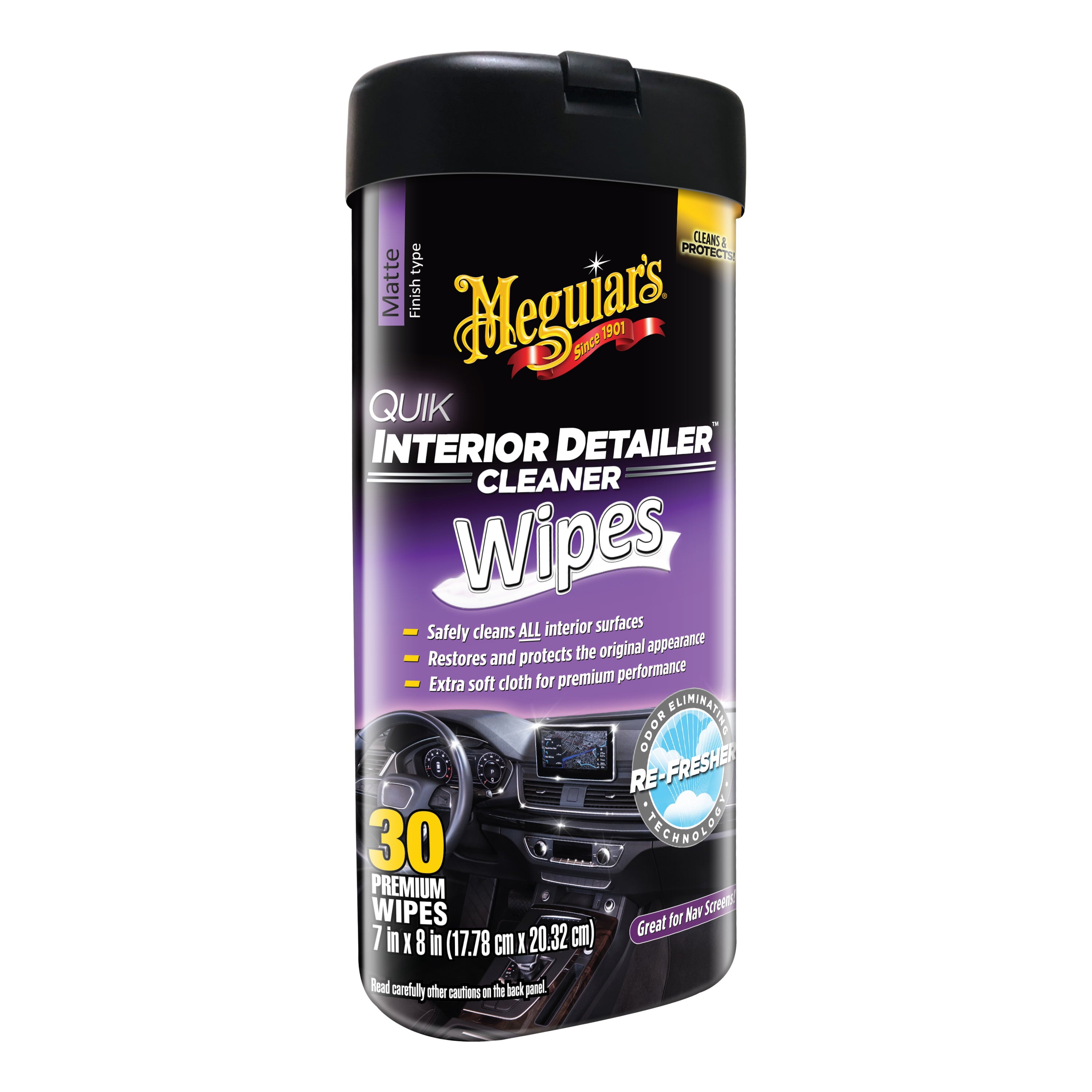 Meguiar's Quik Interior Detailer Cleaner Wipes, G13600, 30 Wipes