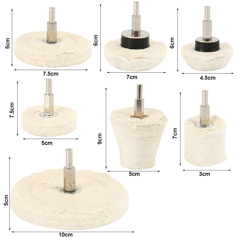 Everso 7X Polishing Wheel Buffing Pads Mop Car Stainless Aluminum Polisher Drill Kit