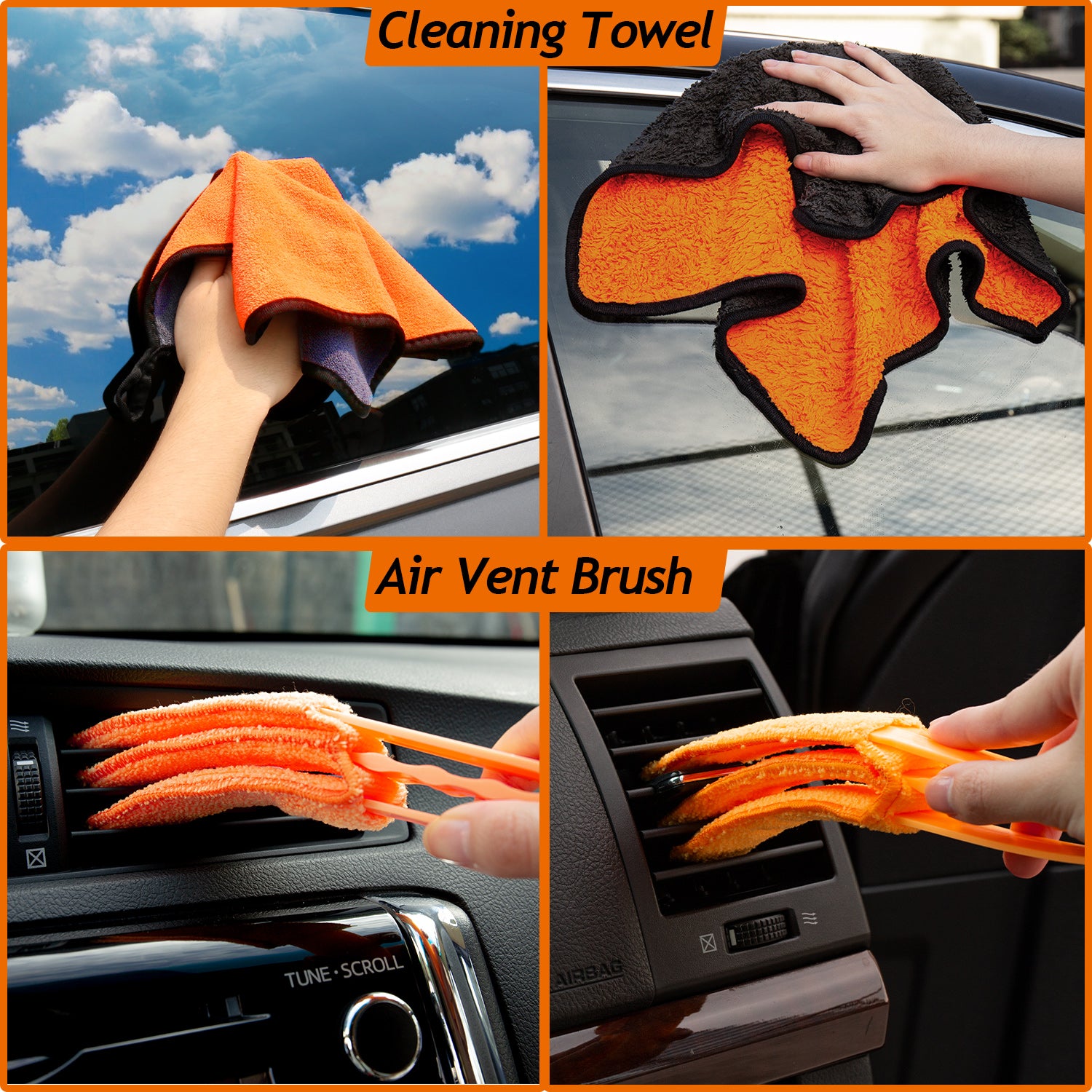 Car Duster Interior Kit, Car Cleaner Set Made by THINKWORK TW6068 (Orange)