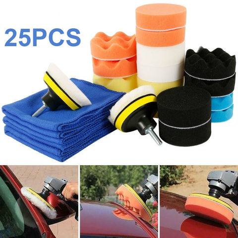 Willstar 6/25Pcs/set 3 Inch Car Polisher Sponge Polishing Buff Pads Set Kit with M10 Drill Adapter Car Polisher Cleaning Kit