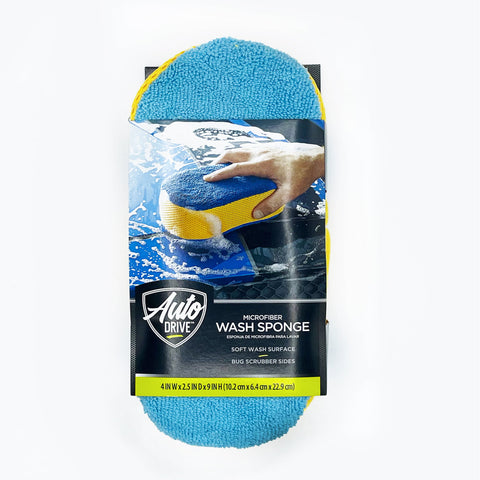 Auto Drive Microfiber Car Washing Sponge with Bug Scrubber, Blue