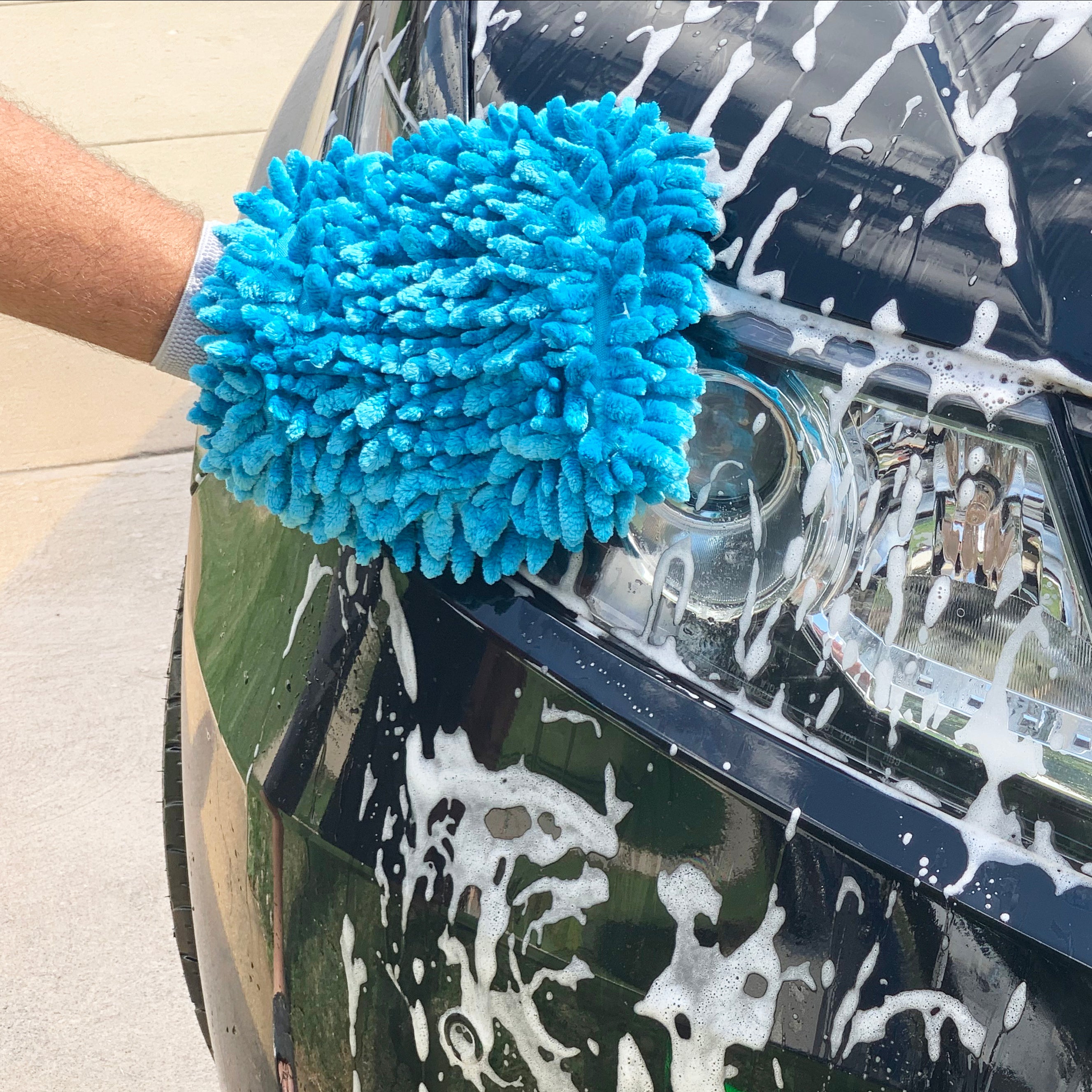 Auto Drive Car Wash Microfiber Chenille Mitt, Blue