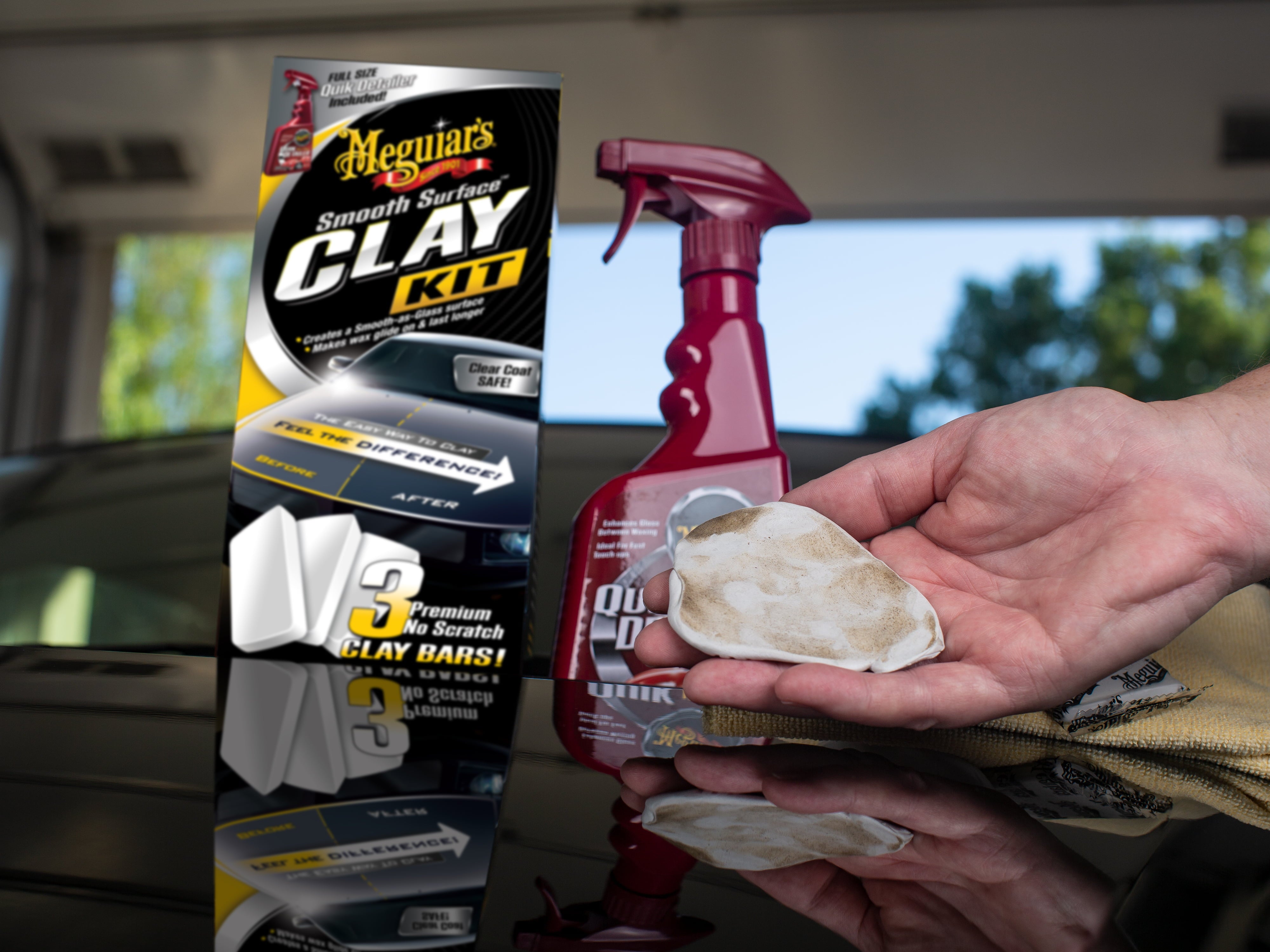 Meguiar's Smooth Surface Clay Kit - Safe and Easy Car Claying for a smooth as Glass Finish, G191700