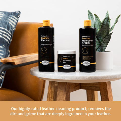 Furniture Clinic Leather Complete Restoration Kit | Includes Leather Re-Coloring Balm, Leather Cleaner, Protection Cream, Sponge & Cloth | Restores & Repairs (Medium Brown)